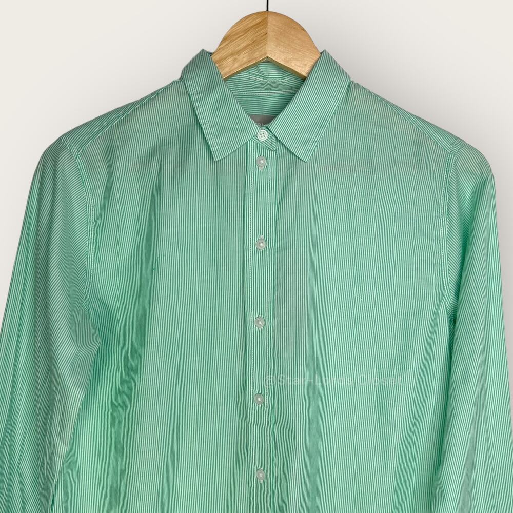 Everlane Oversized Striped Button Up Mint Green Cotton Oxford Preppy Minimalist - Picture 5 of 9